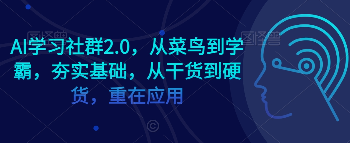 AI学习社群2.0，从菜鸟到学霸，夯实基础，从干货到硬货，重在应用 - 副业心选-副业心选
