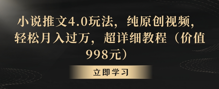 小说推文4.0玩法，纯原创视频，轻松月入过万，超详细教程（价值998元） - 副业心选-副业心选
