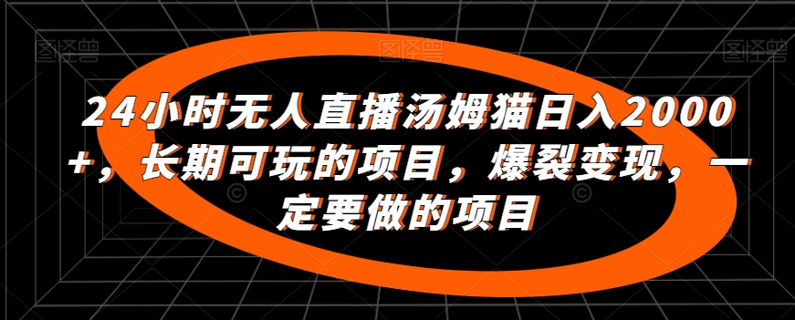 24小时无人直播汤姆猫日入2000+，长期可玩的项目，爆裂变现，一定要做的项目 - 副业心选-副业心选