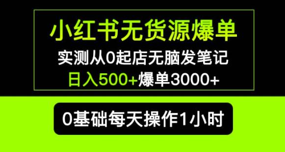 小红书无货源爆单实测从0起店无脑发笔记爆单3000+长期项目可多店 - 副业心选-副业心选