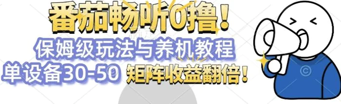 番茄畅听0撸，保姆级玩法与养机教程单设备30-50，矩阵收益翻倍 - 副业心选-副业心选