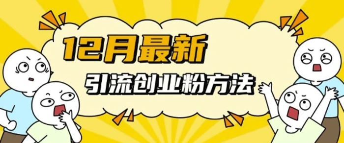 12月最新引流创业粉方法，方法非常简单，适用于多平台-副业心选