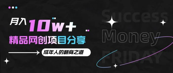月入十万+的网创项目分享，成年人的最快翻身之道-副业心选