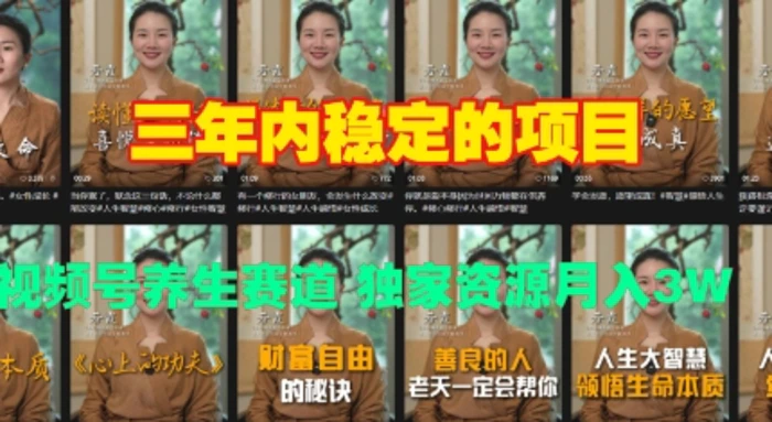 三年内稳定的项目 视频号养生赛道 独家资源月入过W - 副业心选-副业心选