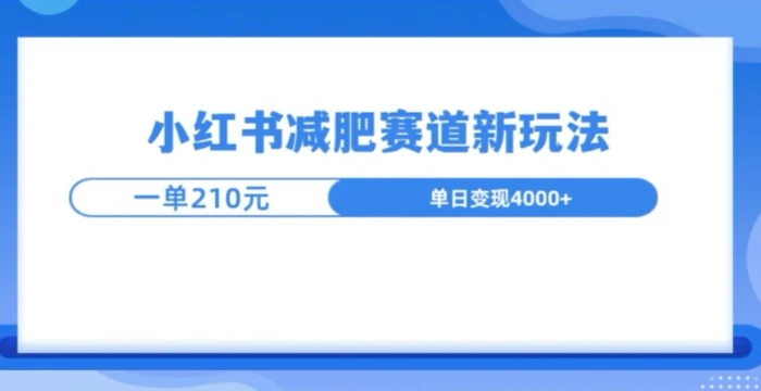 小红书减肥赛道新玩法，引流私域变现嘎嘎猛 - 副业心选-副业心选