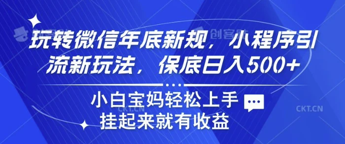玩转微信年底新规，小程序引流新玩法，保底日入5张，小白宝妈轻松上手 - 副业心选-副业心选