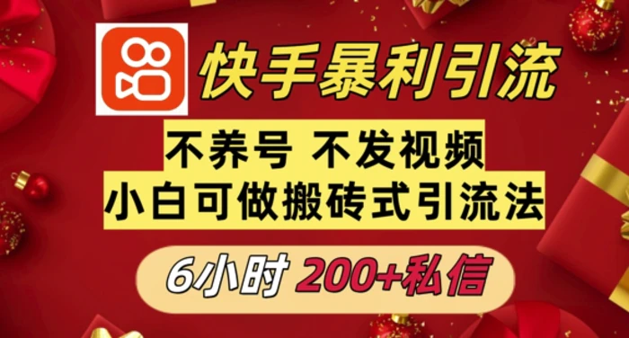 利用快手平台6小时不到200+私信，不发视频不养号-副业心选