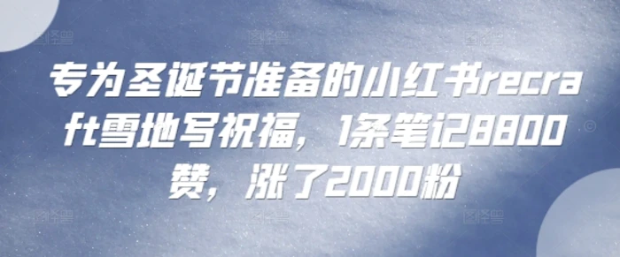 专为圣诞节准备的小红书recraft雪地写祝福，1条笔记8800赞，涨了2000粉 - 副业心选-副业心选