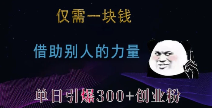 仅需一块钱，借助别人的力量，单日引爆300+创业粉、兼职粉 - 副业心选-副业心选