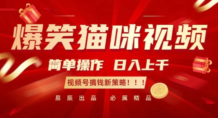 爆笑猫咪视频：简单操作，日入过K，视频号搞钱新策略-副业心选