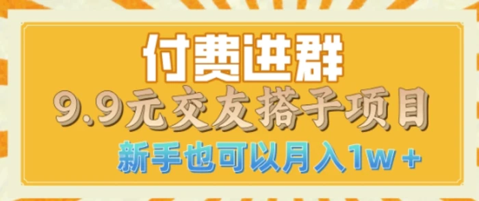 付费进群9.9交友搭子项目，熟练可矩阵操作，月收益过W - 副业心选-副业心选