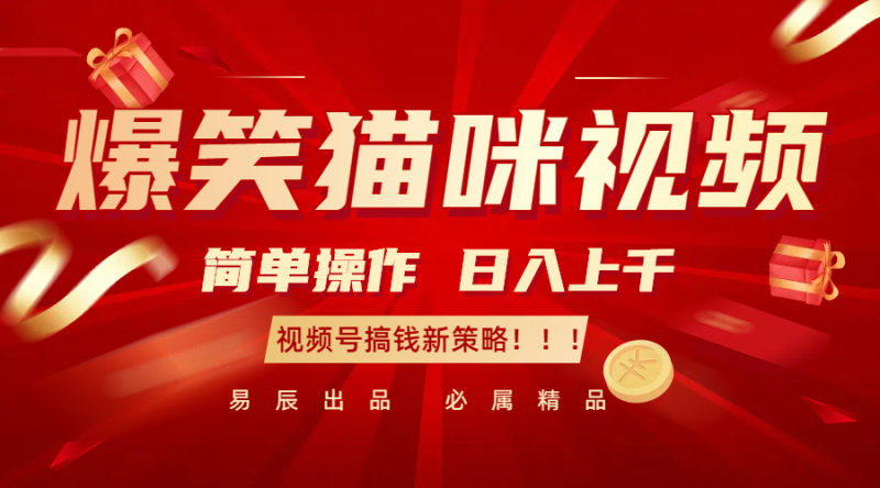 爆笑猫咪视频：简单操作，日入过千，视频号搞钱新策略！ - 副业心选-副业心选
