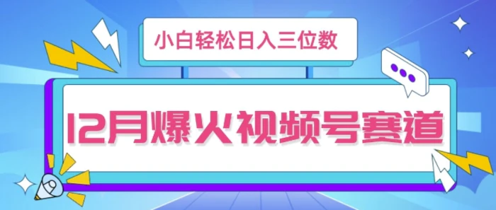 12月视频号爆火赛道，小白无脑操作，也可以轻松日入三位数 - 副业心选-副业心选