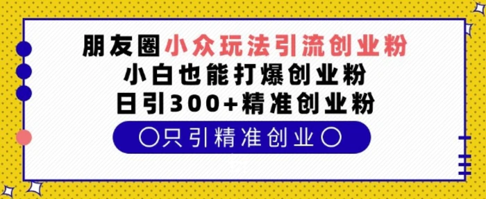 朋友圈小众玩法引流创业粉，小白也能打爆创业粉，日引300+精准创业粉-副业心选