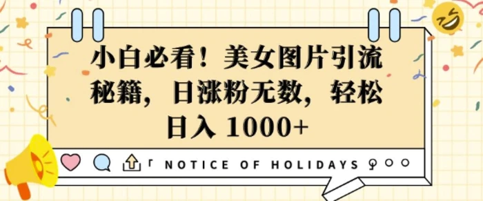 小白必看，美女图片引流秘籍，日涨粉无数，轻松日入几张 - 副业心选-副业心选