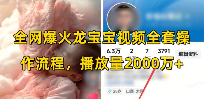 全网爆火龙宝宝视频全套操作流程，播放量2000万+ - 副业心选-副业心选