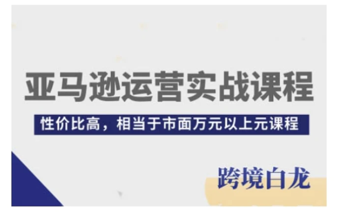 亚马逊运营实战课程，亚马逊从入门到精通，性价比高，相当于市面万元以上元课程 - 副业心选-副业心选