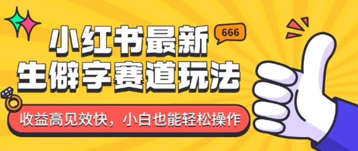 小红书最新生僻字赛道玩法，收益高见效快，小白也能轻松操作 - 副业心选-副业心选