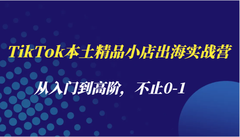 TikTok本土精品小店出海实战营，从入门到高阶，不止0-1-副业心选