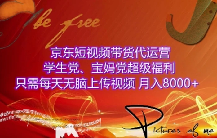 京东短视频带货代运营，学生党、宝妈党超级福利，只需每天无脑上传视频，月入8000+【仅揭秘】 - 副业心选-副业心选