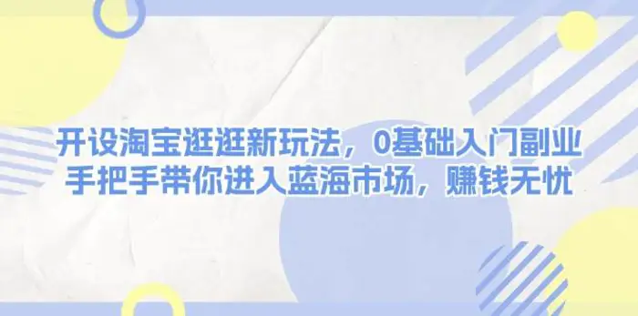 开设淘宝逛逛新玩法，0基础入门副业，手把手带你进入蓝海市场，赚钱无忧-副业心选