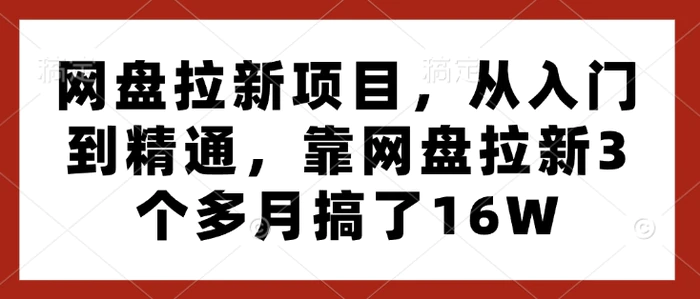 网盘拉新项目，从入门到精通，靠网盘拉新3个多月搞了16W - 副业心选-副业心选