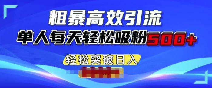 粗暴高效引流，单人每天轻松吸粉500+，轻松突破日入多张 - 副业心选-副业心选