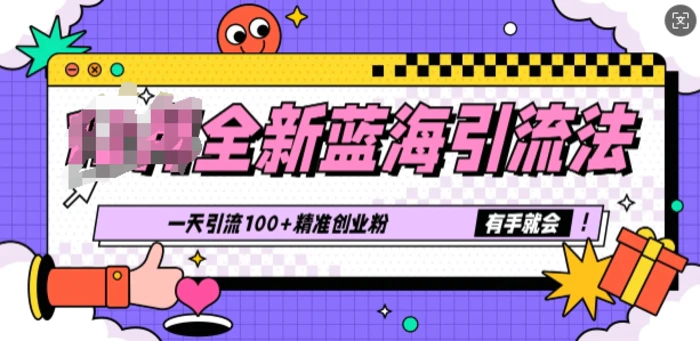 全新蓝海引流法，一天引流100+精准创业粉，有手就会 - 副业心选-副业心选