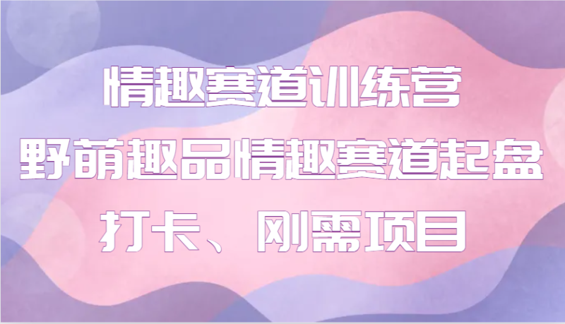 情趣赛道训练营 野萌趣品情趣赛道起盘打卡、刚需项目-副业心选