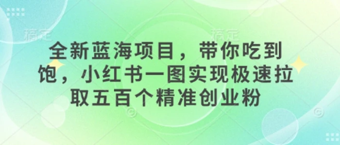 全新蓝海项目，带你吃到饱，小红书一图实现极速拉取五百个精准创业粉 - 副业心选-副业心选