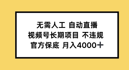 无需人工自动直播，视频号长期项目不违规，官方保底月入4000左右 - 副业心选-副业心选