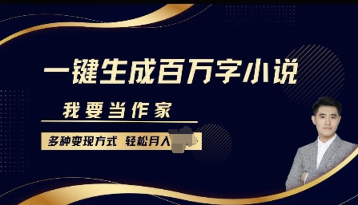 我要当作家，一键生成百万字小说，多种变现方式，轻松月入过W+ - 副业心选-副业心选