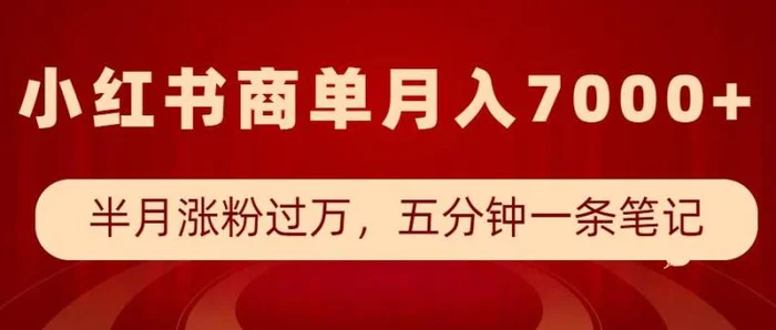 小红书商单最新玩法，半个月涨粉过万，五分钟一条笔记，月入7000+-副业心选