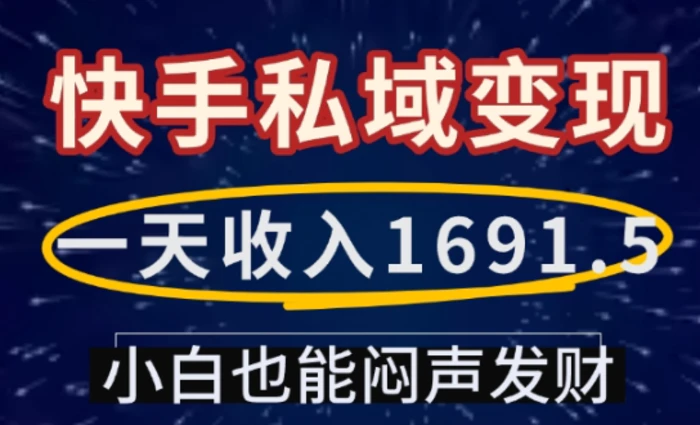 一天收入1691.5，快手私域变现，小白也能闷声发财 - 副业心选-副业心选