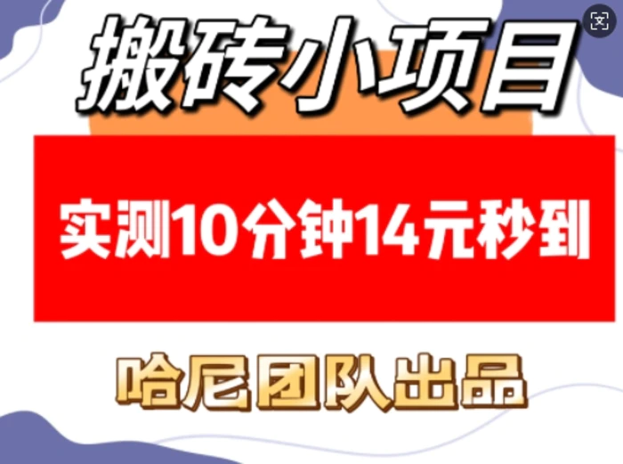 搬砖小项目，实测10分钟14元秒到，每天稳定几张(赠送必看稳定) - 副业心选-副业心选