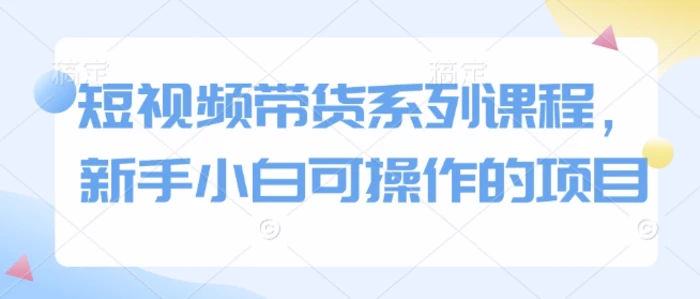短视频带货系列课程，新手小白可操作的项目 - 副业心选-副业心选