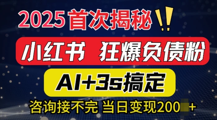 2025引流天花板：最新小红书狂暴负债粉思路，咨询接不断，当日入多张 - 副业心选-副业心选