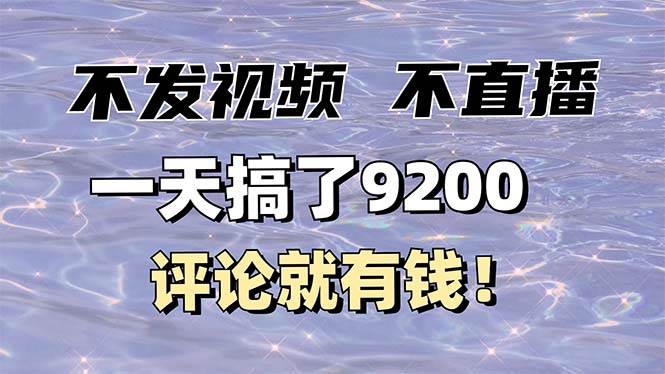 （14018期）不发作品不直播，评论就有钱，一条最高10块，一天搞了9200 - 副业心选-副业心选