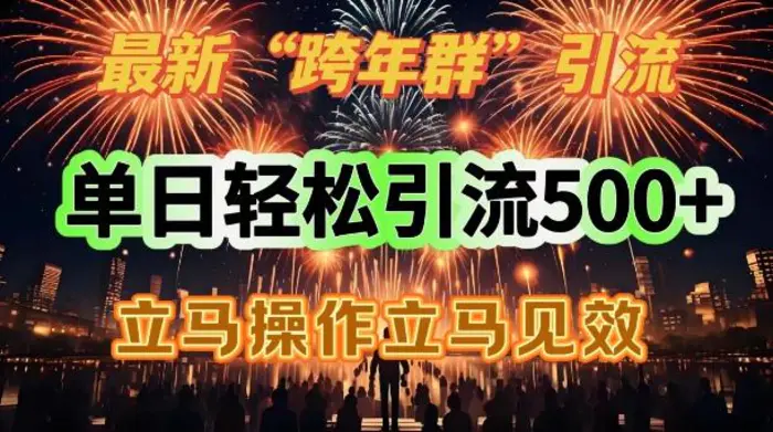 最新跨年群引流，单日轻松引流500，立马操作立马见效 - 副业心选-副业心选