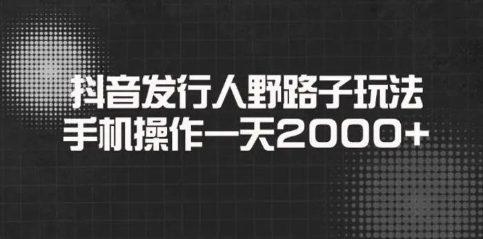 （14068期）抖音发行人野路子玩法，手机操作一天2000+ - 副业心选-副业心选