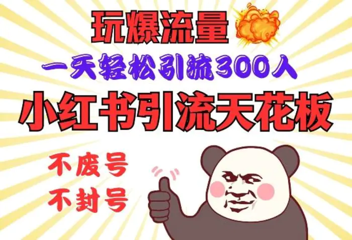 小红书引流天花板，玩爆流量，一天轻松引流300人，安全操作 - 副业心选-副业心选