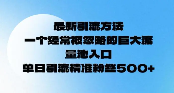 最新引流方法，一个经常被忽略的巨大流量池入口，单日精准引流粉丝500 - 副业心选-副业心选