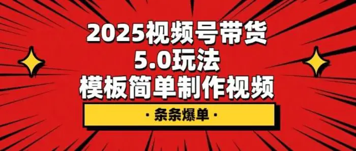 2025视频号带货5.0玩法，模板简单制作视频，条条爆单-副业心选