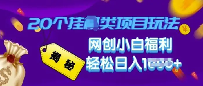 揭秘20种挂JI类项目玩法 网创小白福利轻松日入多张 - 副业心选-副业心选