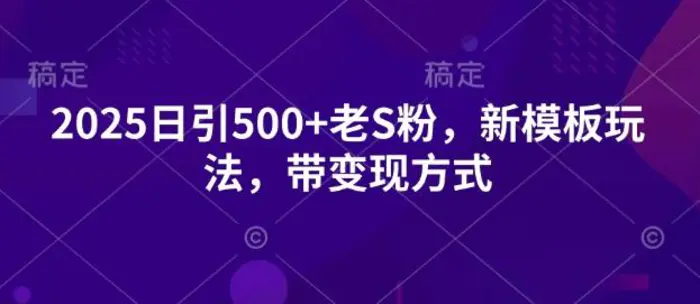 2025日引500+老S粉，新模板玩法，带变现方式 - 副业心选-副业心选