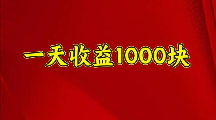 一天收益1000块，2025全网首发-副业心选