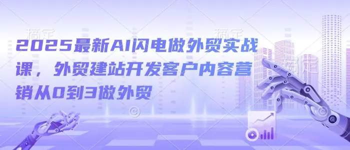 2025最新AI闪电做外贸实战课，外贸建站开发客户内容营销从0到3做外贸 - 副业心选-副业心选