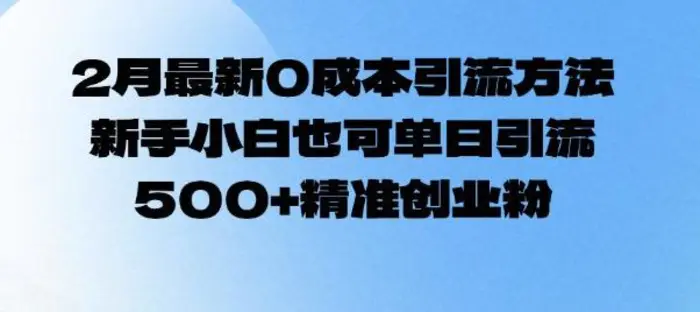 2月最新0成本引流方法，新手小白也可单日引流500+精准创业粉 - 副业心选-副业心选