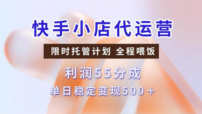 快手小店代运营，限时托管计划，收益55分，单日稳定变现500+ - 副业心选-副业心选