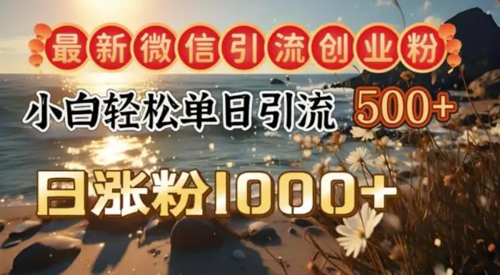 最新微信引流创业粉，小白单日轻松引流500+，日涨粉1000+ - 副业心选-副业心选